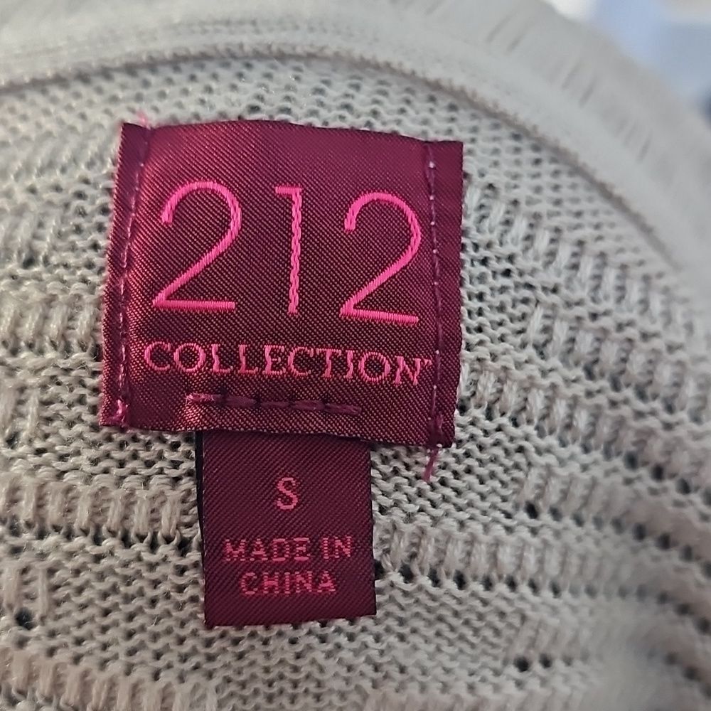 212 Collection Women's Size S Cardigan Sweater Tan 3/4 sleeves, Open Front - Picture 6 of 7